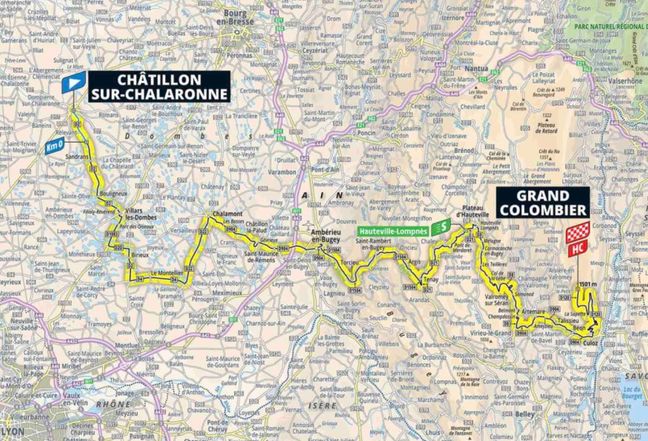 Tour de France 2023 : Le parcours de la treizième étape entre Châtillon sur Chalaronne et Grand Colombier