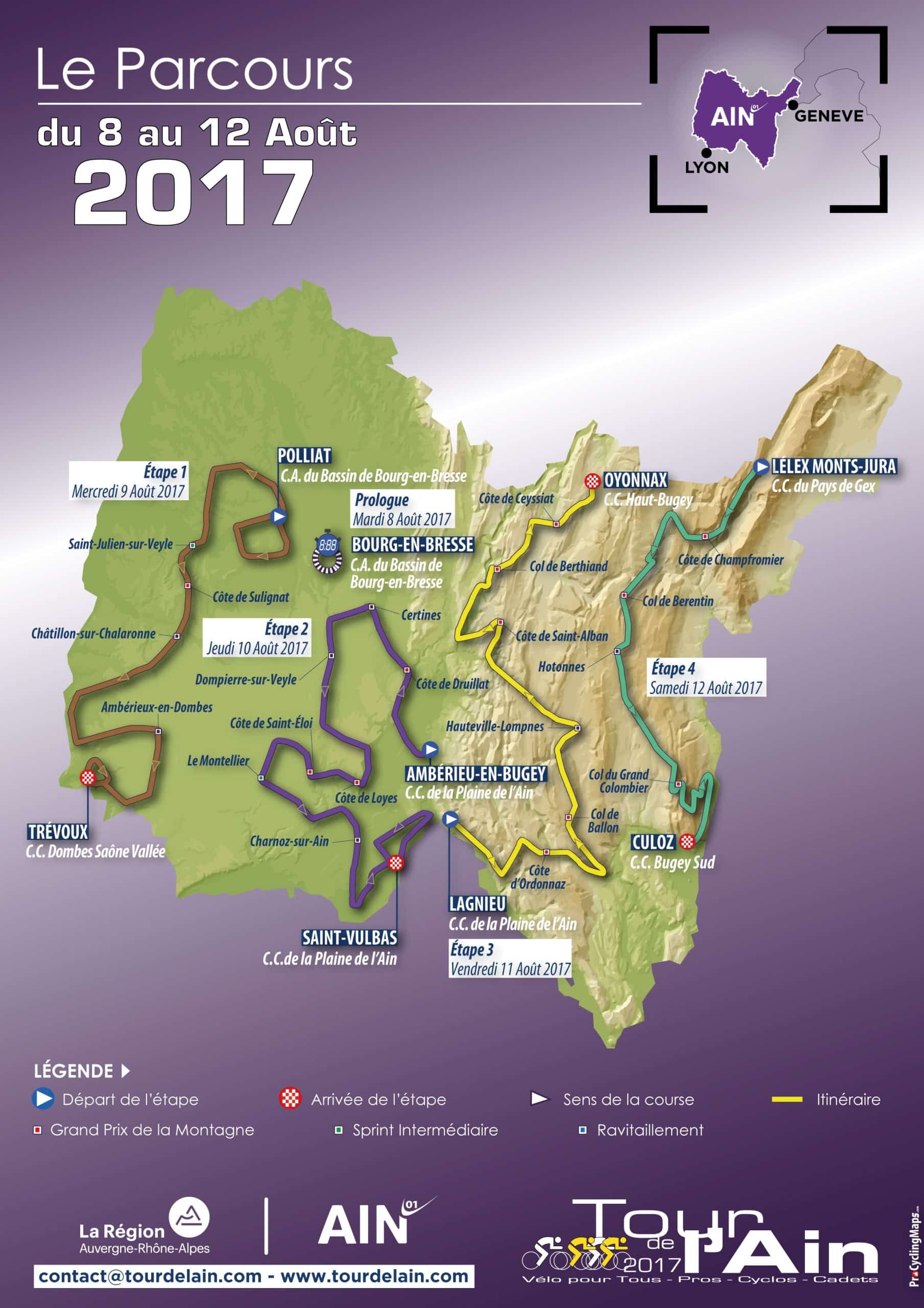 Tour de l’Ain : Les profils des étapes 2017